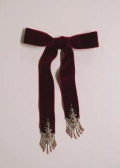 crystal silver tip velvet long ribbon Brown – tanakadaisuke