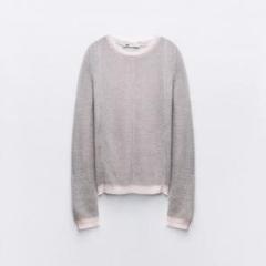 【完売商品】ZARA コントラストトップステッチ　ニットセーター　【激レア】 2025年最新】ザラ zara トップステッチ ニットセーターの人気