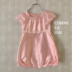 COMMECAISMワンピース　半袖　結婚式　パーティ　光沢　ピンクa404