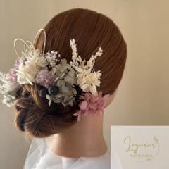 【水引き金箔付】＊モーブピンク×グレー×白＊ ＊髪飾り33成人式結婚式和装ドレス