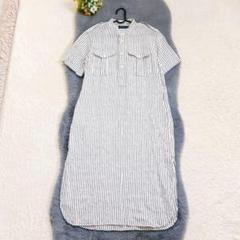 【美品】ポロラルフローレン リネン100% ロングシャツワンピース ストライプ 美品】ポロラルフローレン リネンシャツワンピース ストライプ