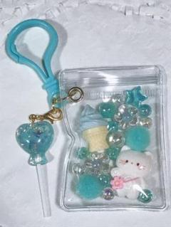 キャンディーバッグキーホルダー ねこ 水色系
