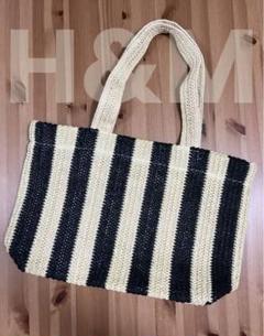 新品✨未使用✨H&M ストライプ ストローバッグ