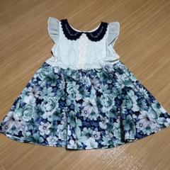 ANNA SUI ノースリーブワンピース レース 花柄 グリーン 90cm