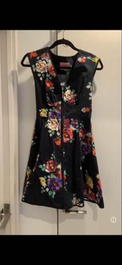 KATE SPADE ノースリーブワンピース ネイビー/レッド kate spade コットン フラワープリント ノースリーブワンピース