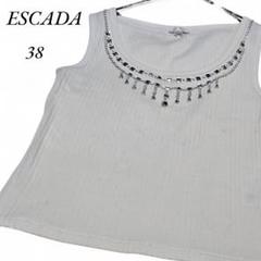 エスカーダ/ESCADA ノースリーブ タンクトップ 白 M ビジュー