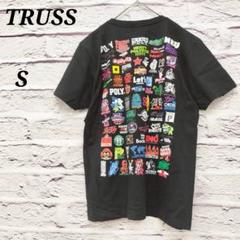 R5162 トラス【S】 POLYSICSロゴプリント半袖Tシャツ ブラック 綿