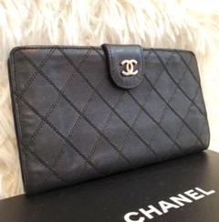 ⭐美品⭐CHANEL ビコローレ ラムスキン がま口 長財布 ブラック