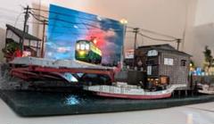 ★商談専用品★　Ｎゲージ・ジオラマ【河川のある昭和下町情景(電車・船付)】 ☆商談専用品☆ Nゲージ・ジオラマ【河川のある昭和下町情景