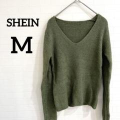 SHEIN✨【M】オリーブグリーン Vネックセーター
