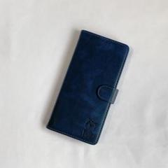 OPPO Reno10 Pro 5G 手帳型ケース ネイビー 猫 カード収納