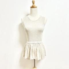 アダムエロペ✨リブニットトップス【38】ノースリーブ　フリル　リネンブレンド