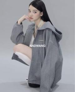 【新品未使用】andwang kirakira zip up パーカー Mサイズ Kirakira zip up (white)
