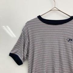 トップス　ロゴ刺繍入りボーダー　F