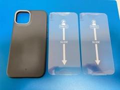 iPhone14 iPhone13 ケース　ブラック　画面保護フィルム 2枚付き