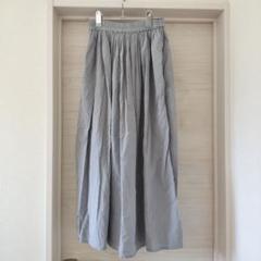 MUJI 無印良品　洗いざらし強撚ギャザースカート くすみブルー S