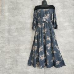 Supremelalaロングワンピース 花柄 A ライン M ゴムありグレー系