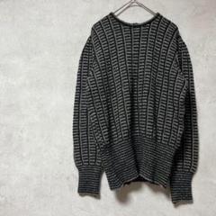サンジェルべ　デザインニット　ウール混　バックボタン　ヴィンテージ　セーター　黒