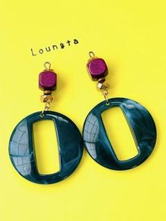 ハンドメイドピアス 樹脂フックピアス ノンホールピアス ネジバネ式イヤリング