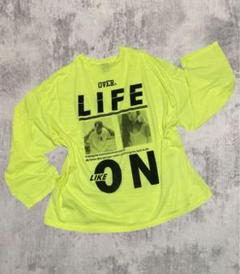 韓国ファッション 蛍光イエロー 長袖Tシャツ オーバーサイズ ロンT