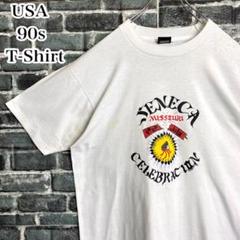 USA製 ヴィンテージホワイトTシャツ 90s ゆるだぼ デカロゴ 希少 fz9