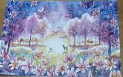 水彩画 喜びの森の夢　水彩絵描き屋さん様　ハンドメイド　原画　SMサイズ