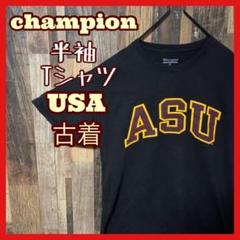 プリント チャンピオン M スポーツ メンズ 古着 ブラック 半袖 Tシャツ