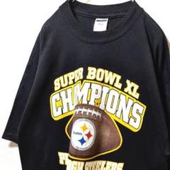 ジャージーズNFLピッツバーグスティーラーズデカロゴ Tシャツブラック黒L古着