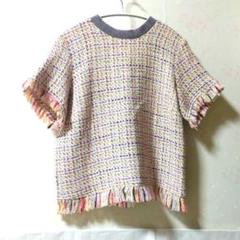 Zara ツイード ピンク カラフル セットアップ可能 トップス 後ろファスナー