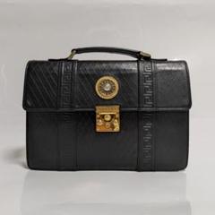 美品♥ VERSACE チェーン ポシェット サンバースト レザー ブラック