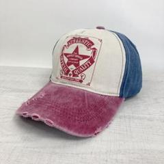 【訳アリ】ワンスターダメージキャップ 帽子／レッド&ブルー☆新品未使用☆メンズ