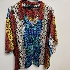 希少！ASOS DESIGN 半袖シャツ M カラフルレオパード柄