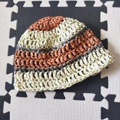 新品未使用　ハンドメイド　ペーパーヤーン　　ビーニー　帽子
