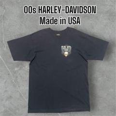 00s ハーレーダビッドソン イーグル両面プリントTシャツ USA製 BLK