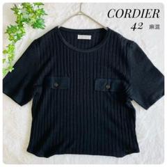 CORDIER✨コルディア（42）半袖ニット 麻混 大きいサイズ 薄手