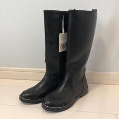 ロングブーツ 黒 ブラック パール付き