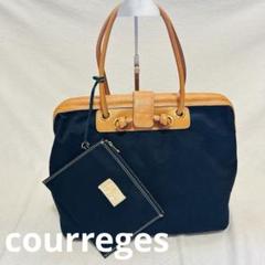 [美品]courreges ボストンバッグ レザー 2way ブランドロゴ 美品 courreges クレージュ レザー 2way ショルダーバッグ