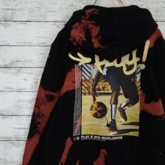 古着 H&M パーカー PLAY ワールドワイド ブリーチ タイダイ 黒 XL