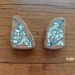 消しゴムはんこ　前鬼　後鬼