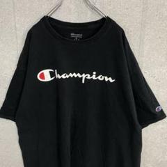 チャンピオン　ブラック　ビックロゴプリント　オーバーサイズTシャツ2XL