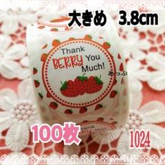 大きめ　サンキューシール　いちご/ラッピングシール1024のサムネイル