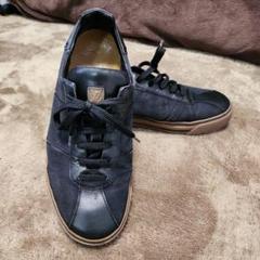 LOUIS VUITTON黒 レザー ×キャンバス スニーカー　28cm