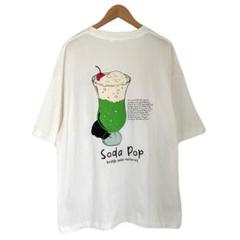 Tシャツ　プリント　クリームソーダ　半袖　ホワイト　ワンポイント　ロゴ　丸首　M