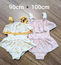 フリル付きチェリー＆フラワー柄水着 90cm 100cm