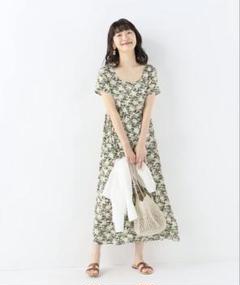 極美品 スローブイエナ 花柄ロングワンピース ウォッシャブル マルチ　ブラウン SLOBE IENA スローブイエナ スローブ イエナ ロング ワンピース
