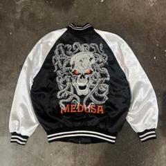 MAD PUNKS スカル刺繍 スカジャン Mサイズ MADPUNKS スカジャン ドクロ 骸骨 刺繍 スパイダー ブラック M
