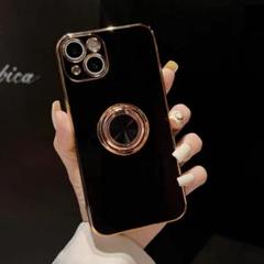 ﻿iPhone15用ケース TPUリング付き 黒 スマホケース
