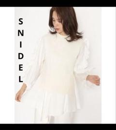 SNIDEL - 新作新品スナイデル ニットドッキングパフスリブラウス snidel☆スナイデル 新品 ニットドッキングパフスリブラウス