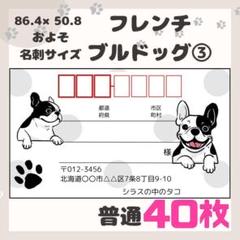 【フレンチブルドッグ③】宛名シール　差出人シール　普通サイズ　40枚　動物　犬
