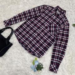 美品　beams ビームス　ネルシャツ　赤紺チェック　メンズ　コットン　S相当